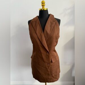 Fashion Nova | Brown Double-Breasted Vest | Size Large